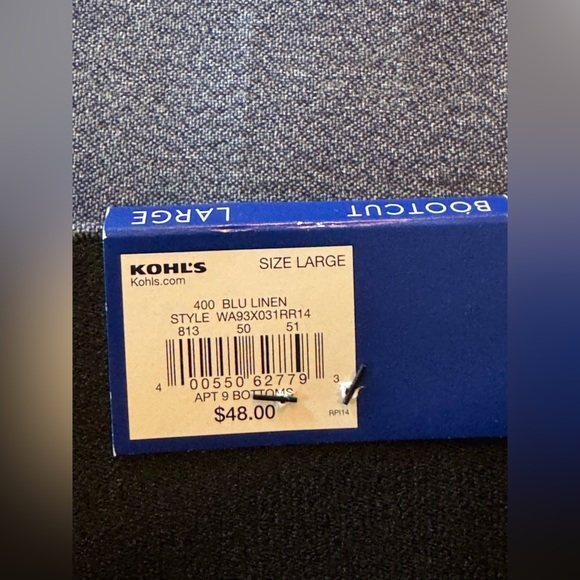 Apt. 9 Blue Textured Stretch Bootcut Dress Pull On Pants NWT Large - Picture 5 of 8